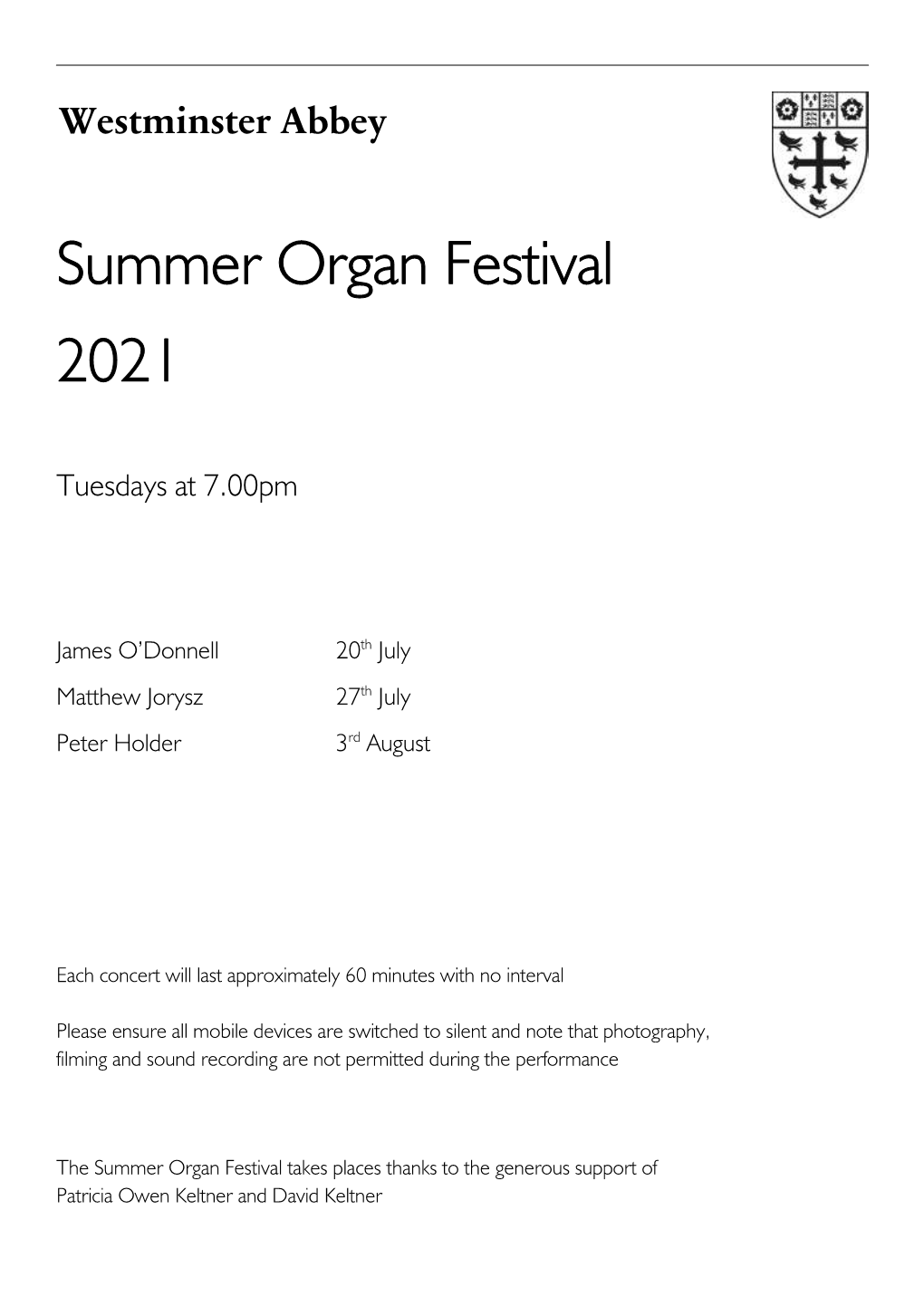 Summer Organ Festival 2021 Programme