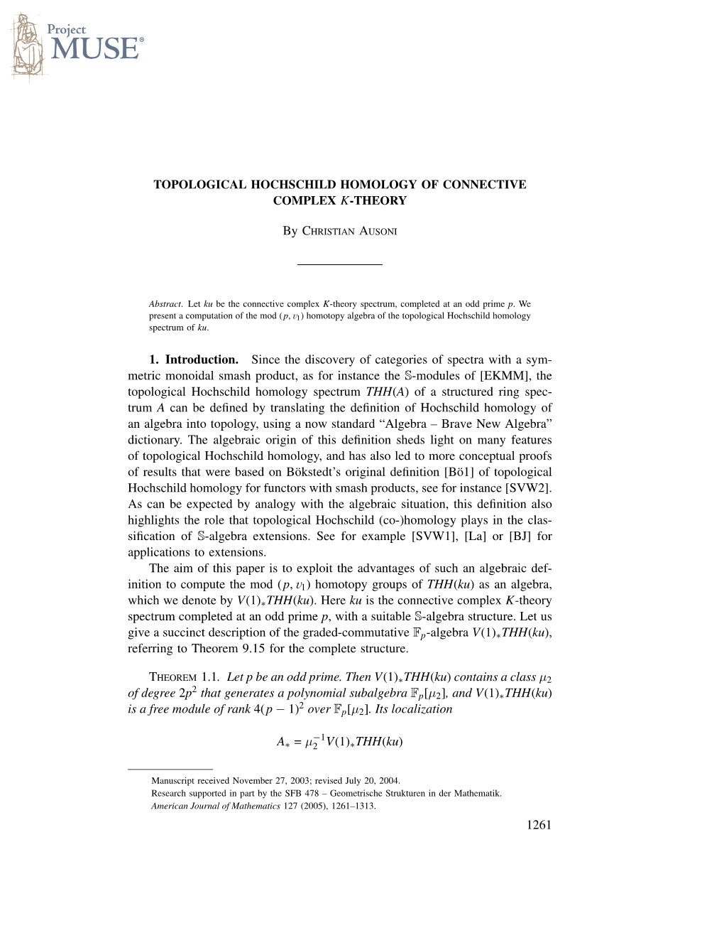 Topological Hochschild Homology of Connective Complex K-Theory