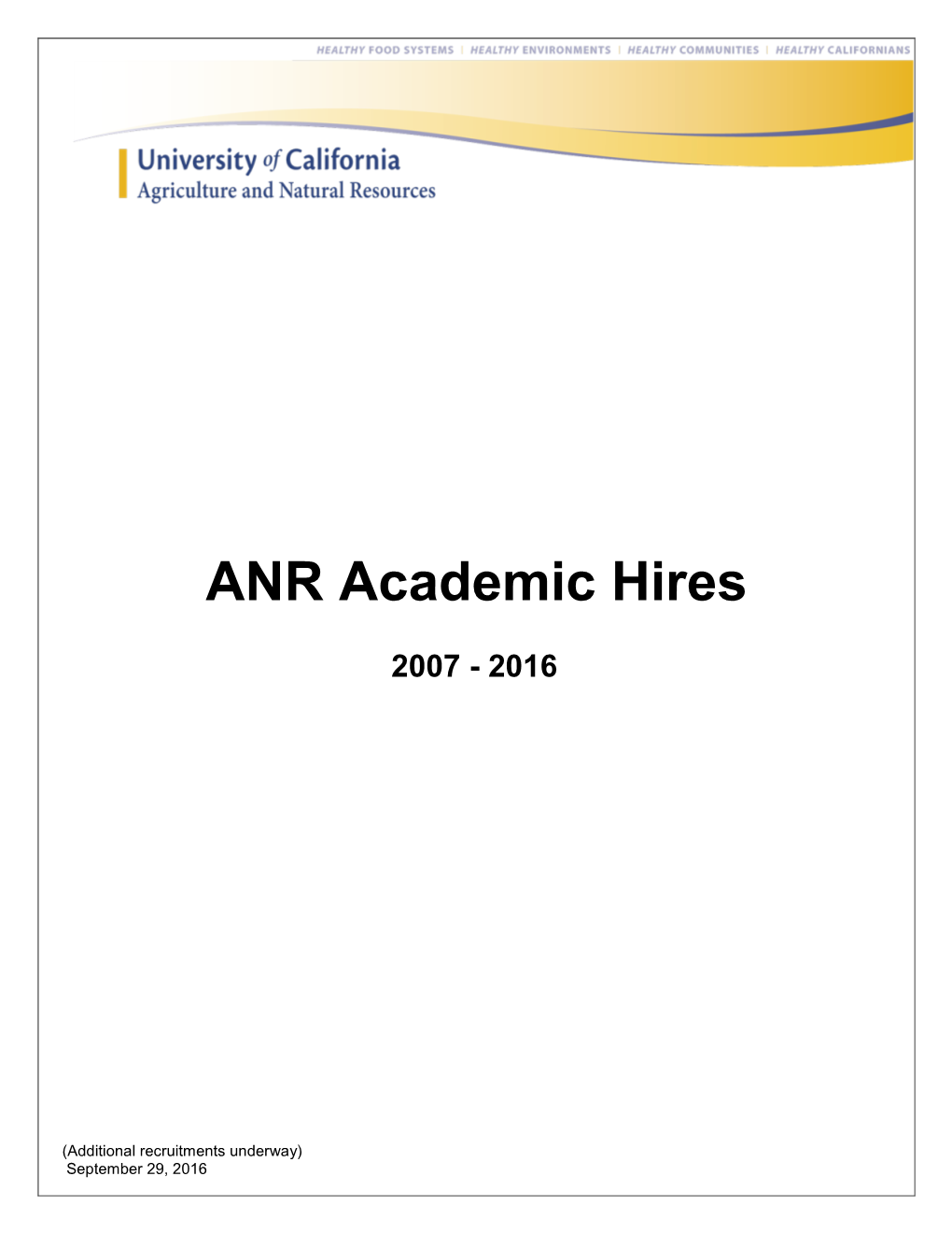ANR Academic Hires