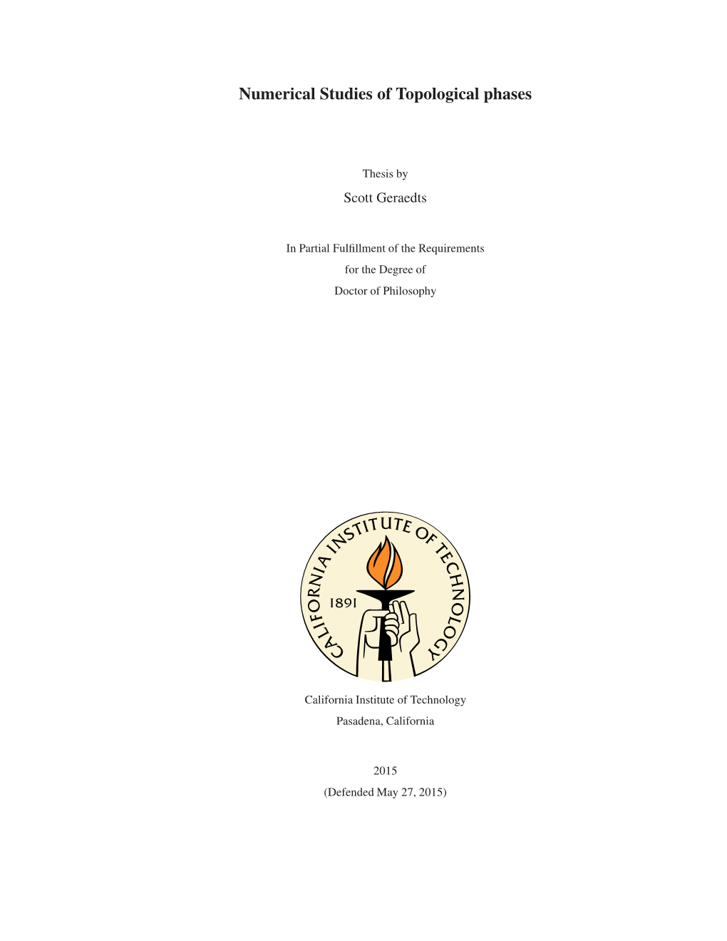 Numerical Studies of Topological Phases