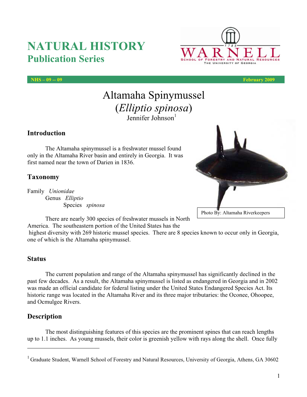 Altanaha Spinymussel.Pdf