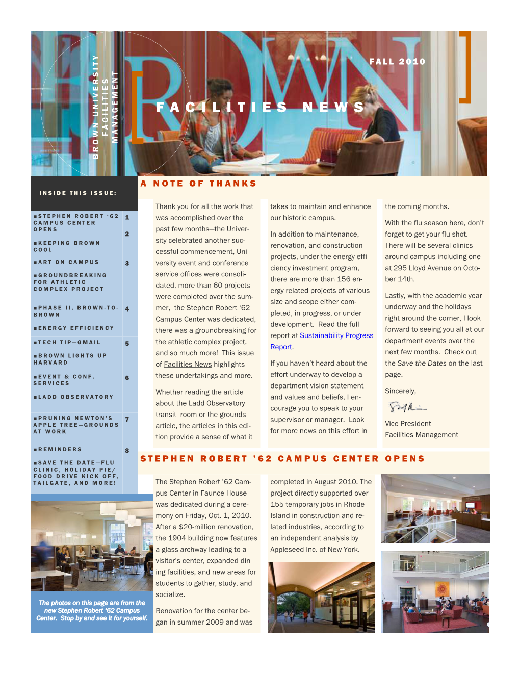 Facilities News Facilities Management Brown University