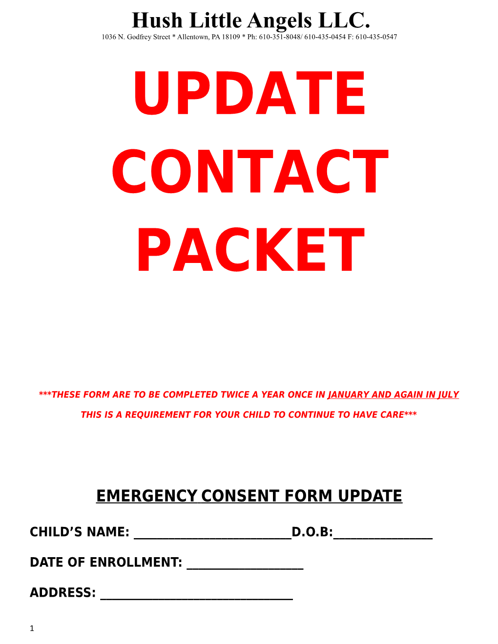 Update Contact Packet