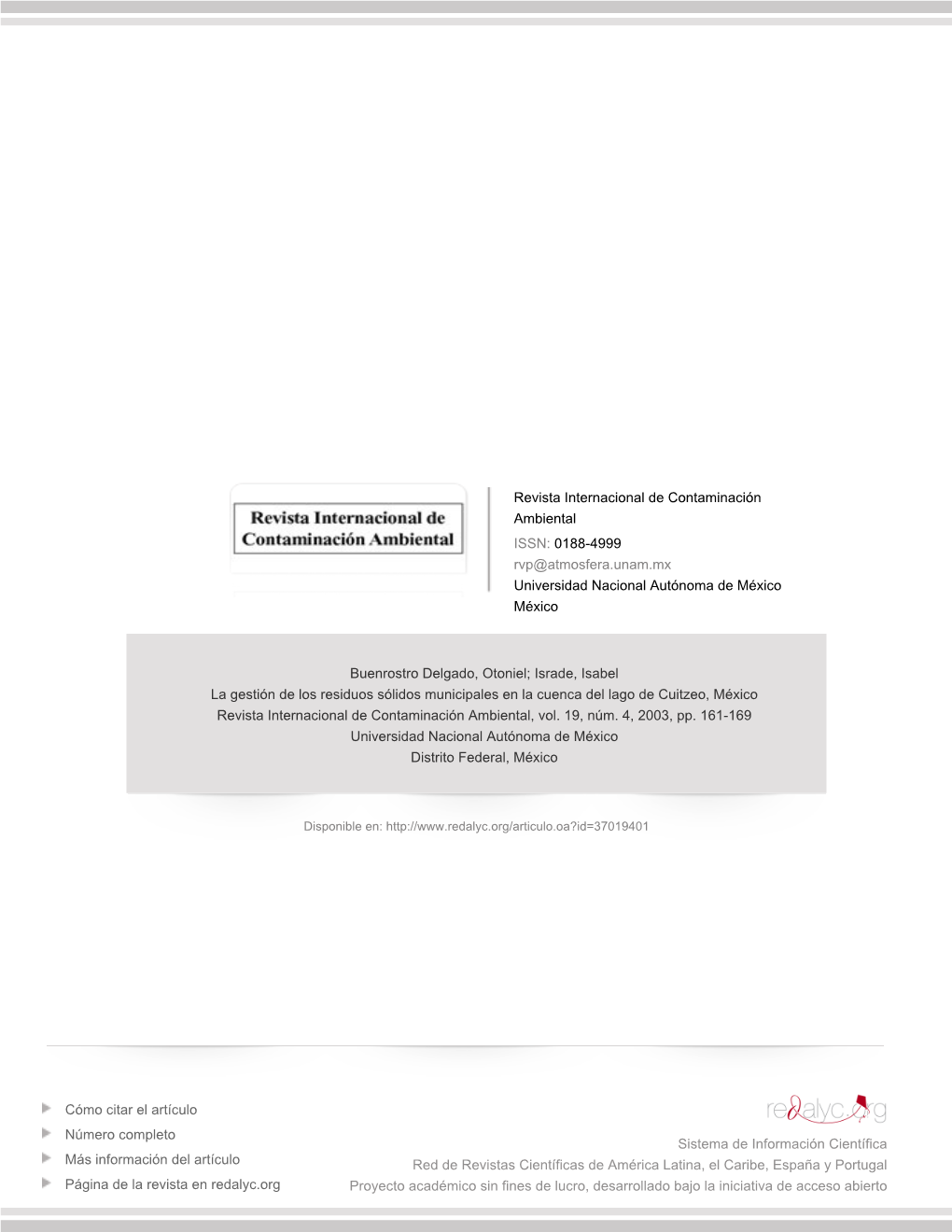 La Gestión De Los Residuos Sólidos Municipales En La Cuenca Del Lago De Cuitzeo, México Revista Internacional De Contaminación Ambiental, Vol