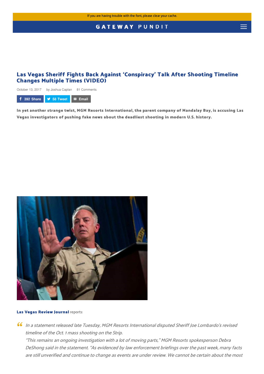 Las Vegas Sheriff Fights Back Against 'Conspiracy'