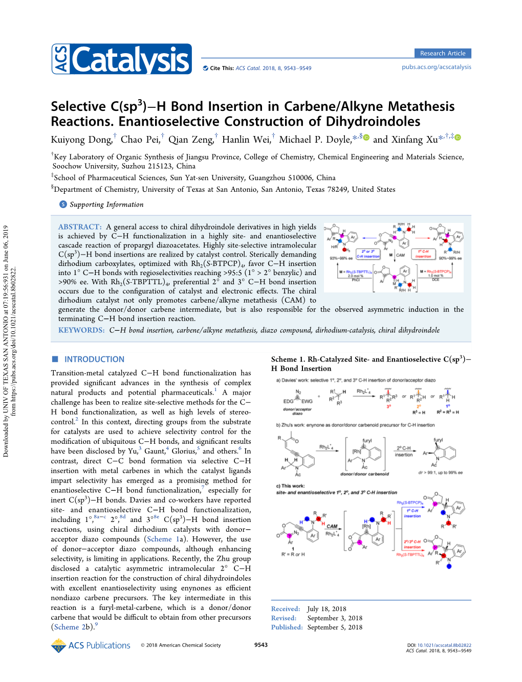 H Bond Insertion in Carbene/Alkyne Metathesis Reactions. Enantioselective Construction of Dihydroindoles