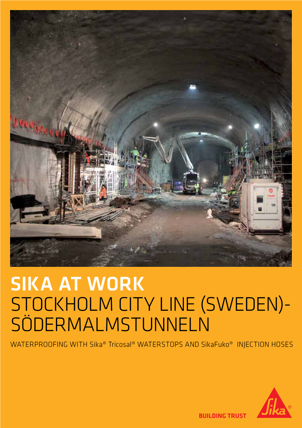 Stockholm City Line (Sweden)- Södermalmstunneln Waterproofing with Sika® Tricosal® Waterstops and Sikafuko® Injection Hoses City Line Stockholm