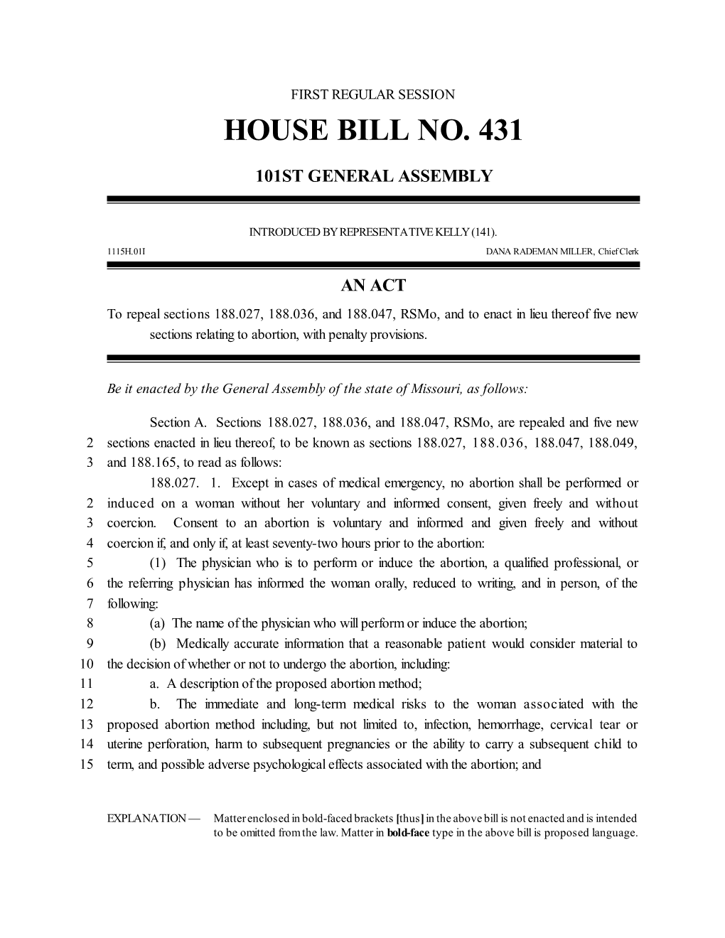 House Bill No. 431