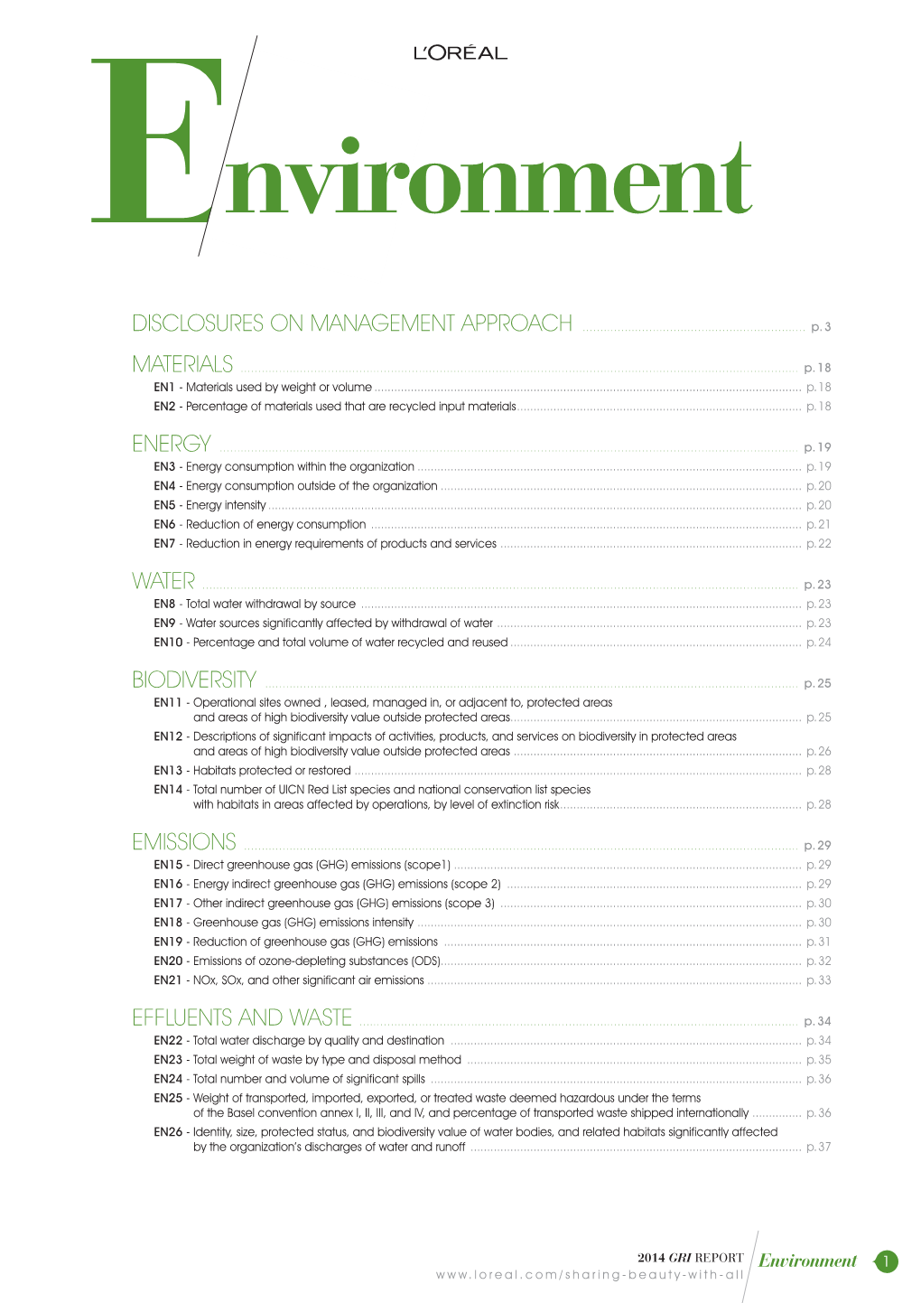2014 GRI Report Environment 1 Environment