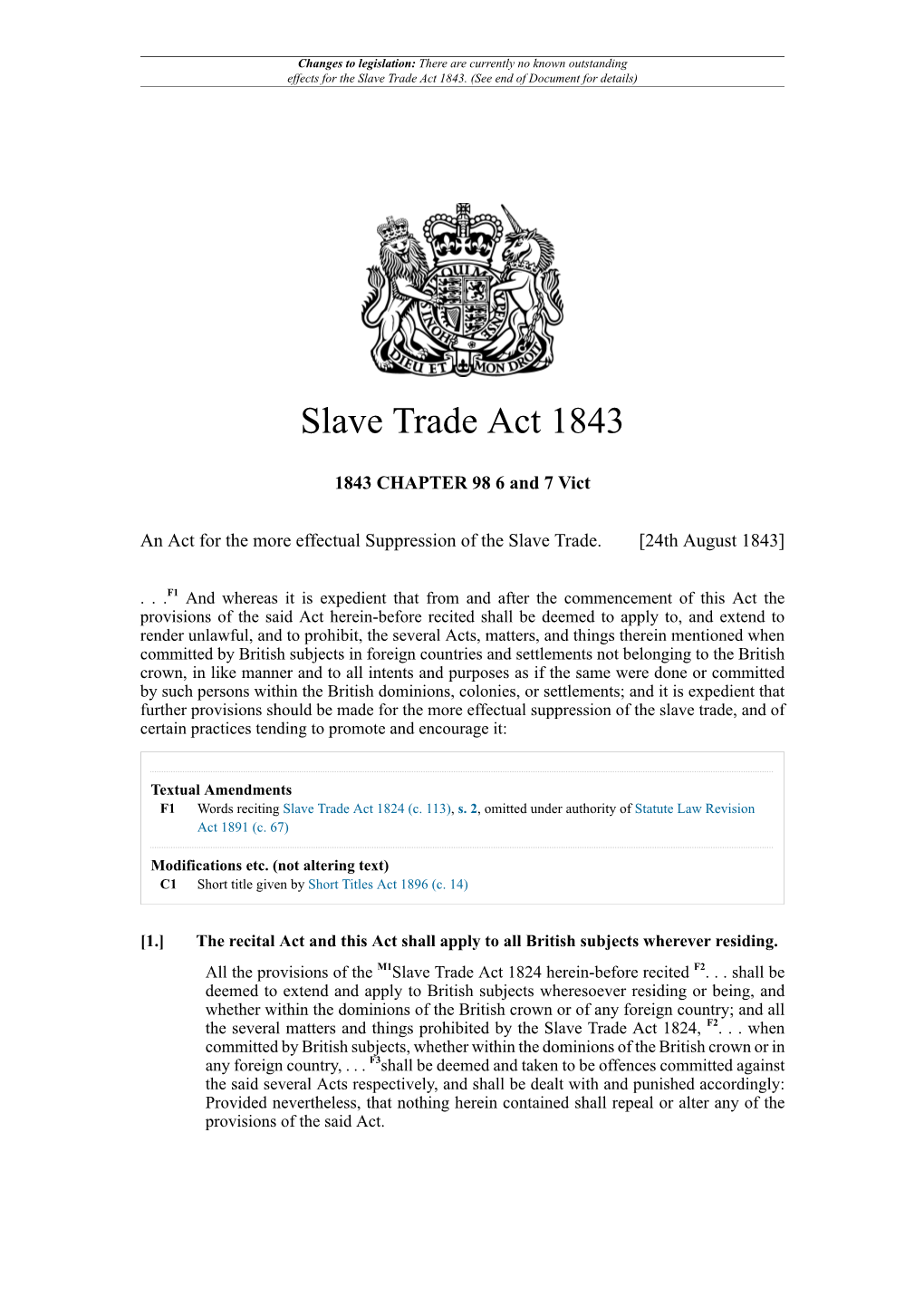 Slave Trade Act 1843
