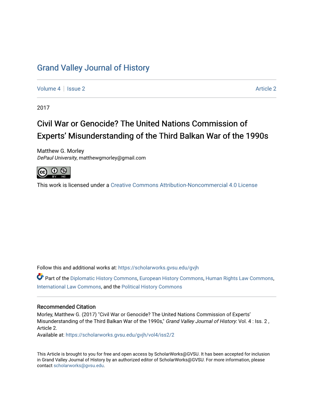 Civil War Or Genocide? the United Nations Commission of Experts’ Misunderstanding of the Third Balkan War of the 1990S