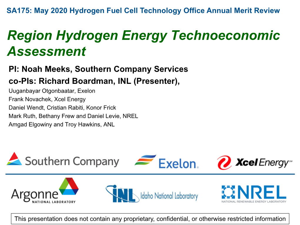 Region Hydrogen Energy Technoeconomic Assessment