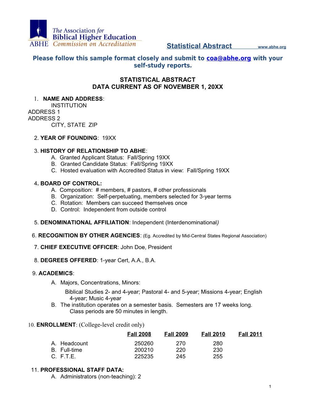 Sample Stat Abstract