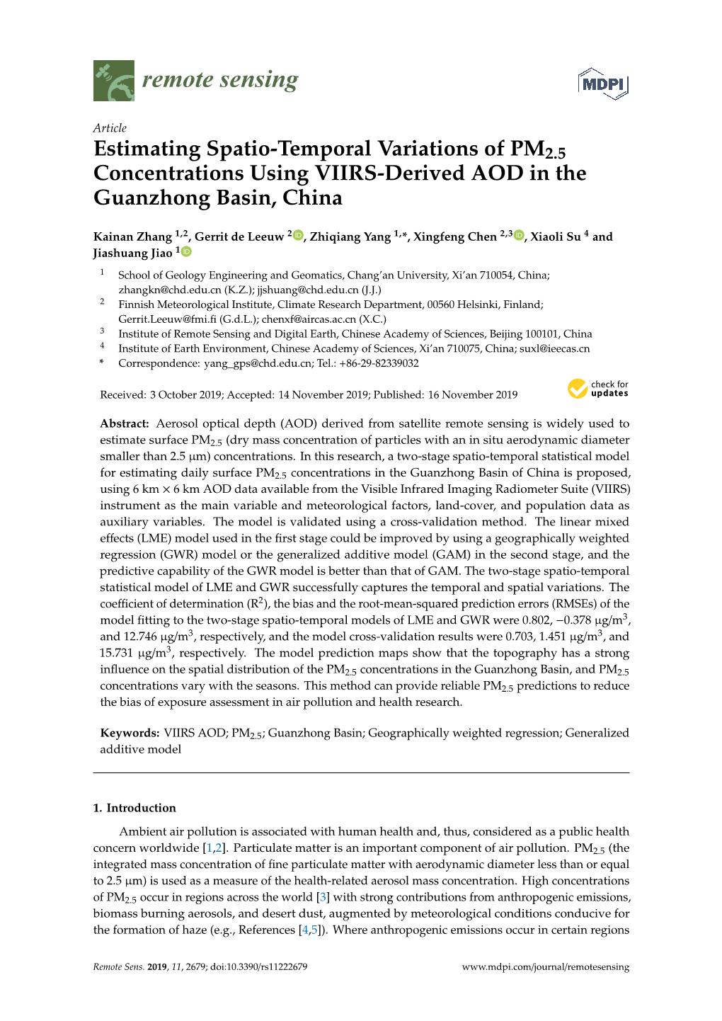 Estimating Spatio-Temporal Variations of PM2. 5 Concentrations Using