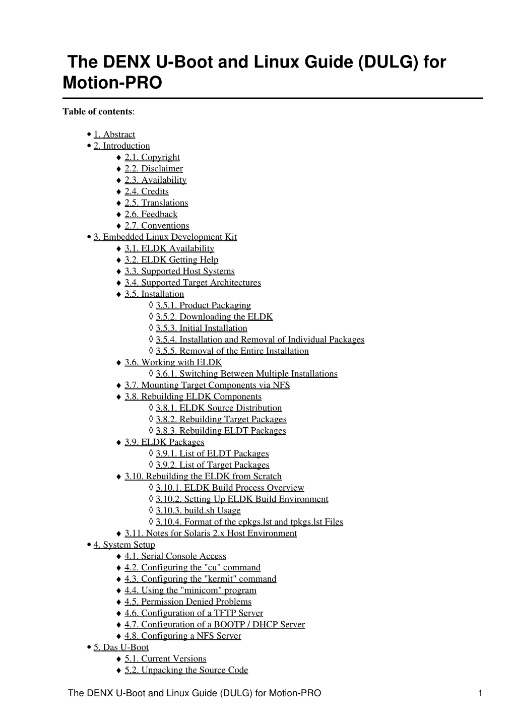 The DENX U-Boot and Linux Guide (DULG) for Motion-PRO