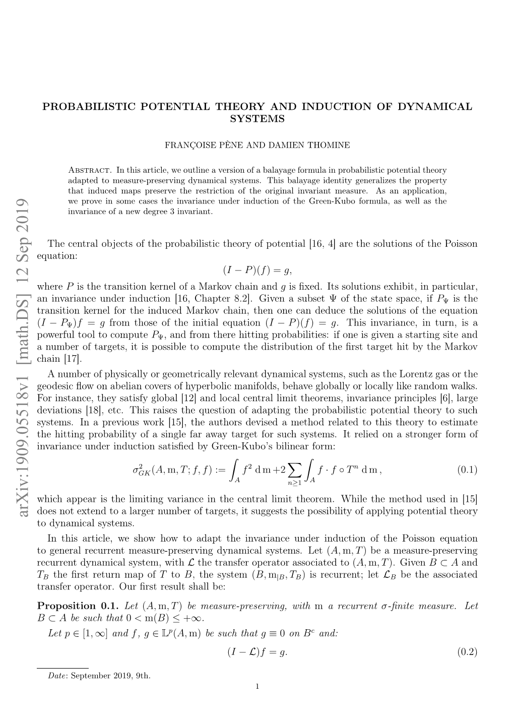 Probabilistic Potential Theory and Induction of Dynamical Systems 2