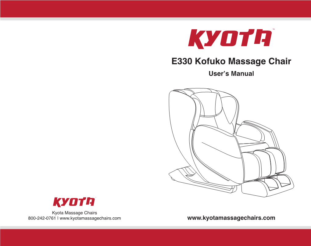 E330 Kofuko Massage Chair User’S Manual