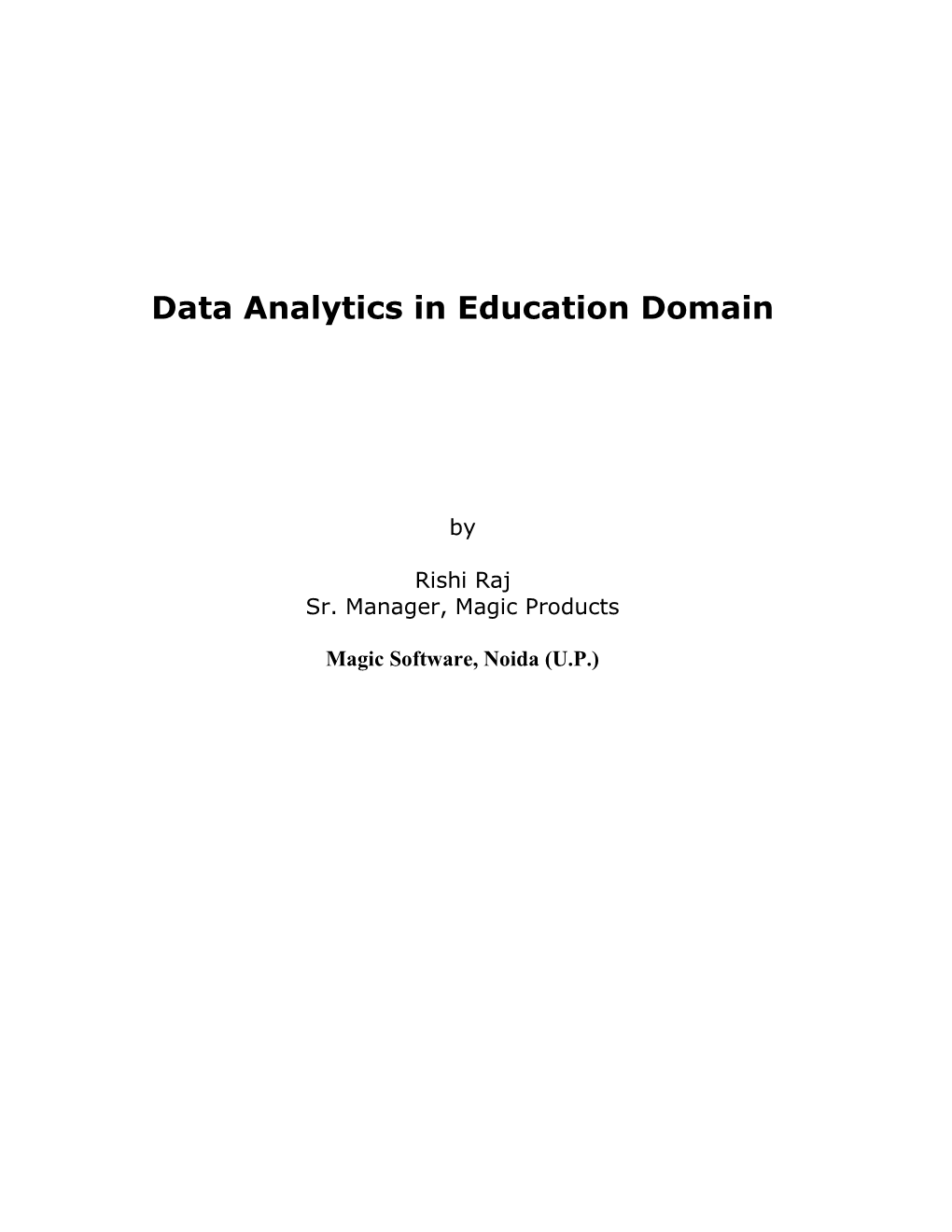 Data Analytics in Education Domain
