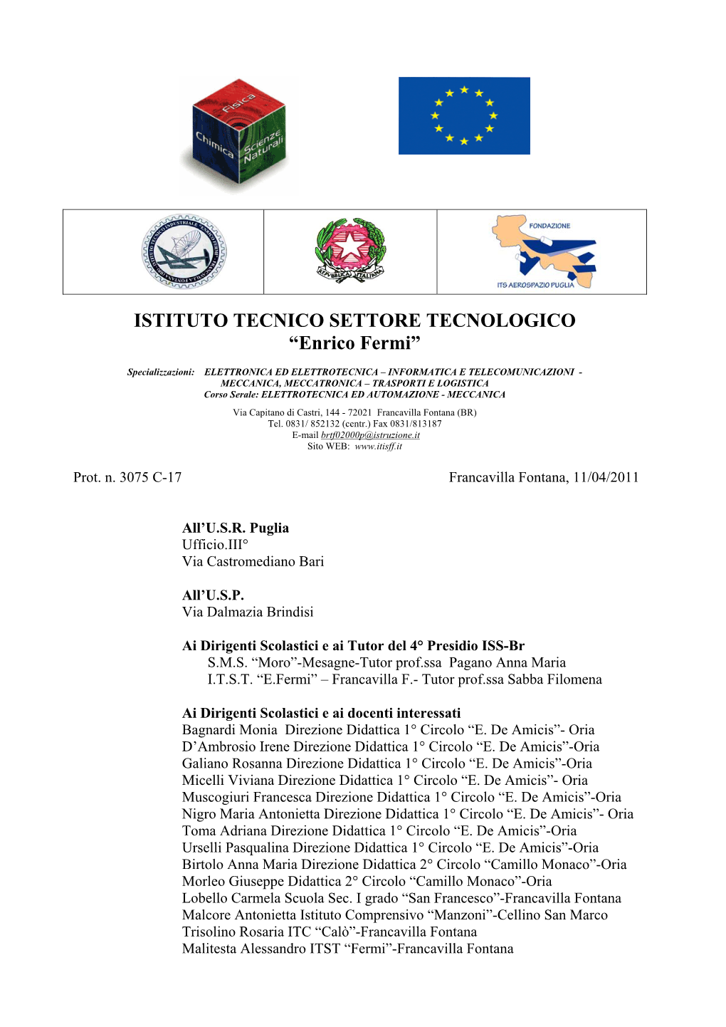 ISTITUTO TECNICO SETTORE TECNOLOGICO “Enrico Fermi”