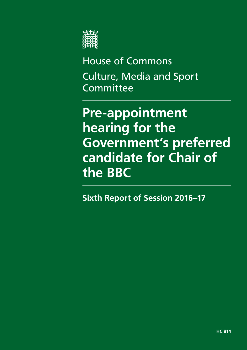 Pre-Appointment Hearing for the Government's Preferred Candidate for Chair of The