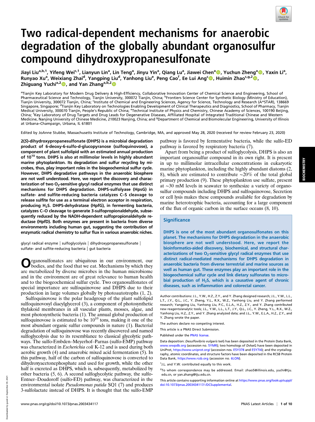 Two Radical-Dependent Mechanisms for Anaerobic Degradation of the Globally Abundant Organosulfur Compound Dihydroxypropanesulfonate