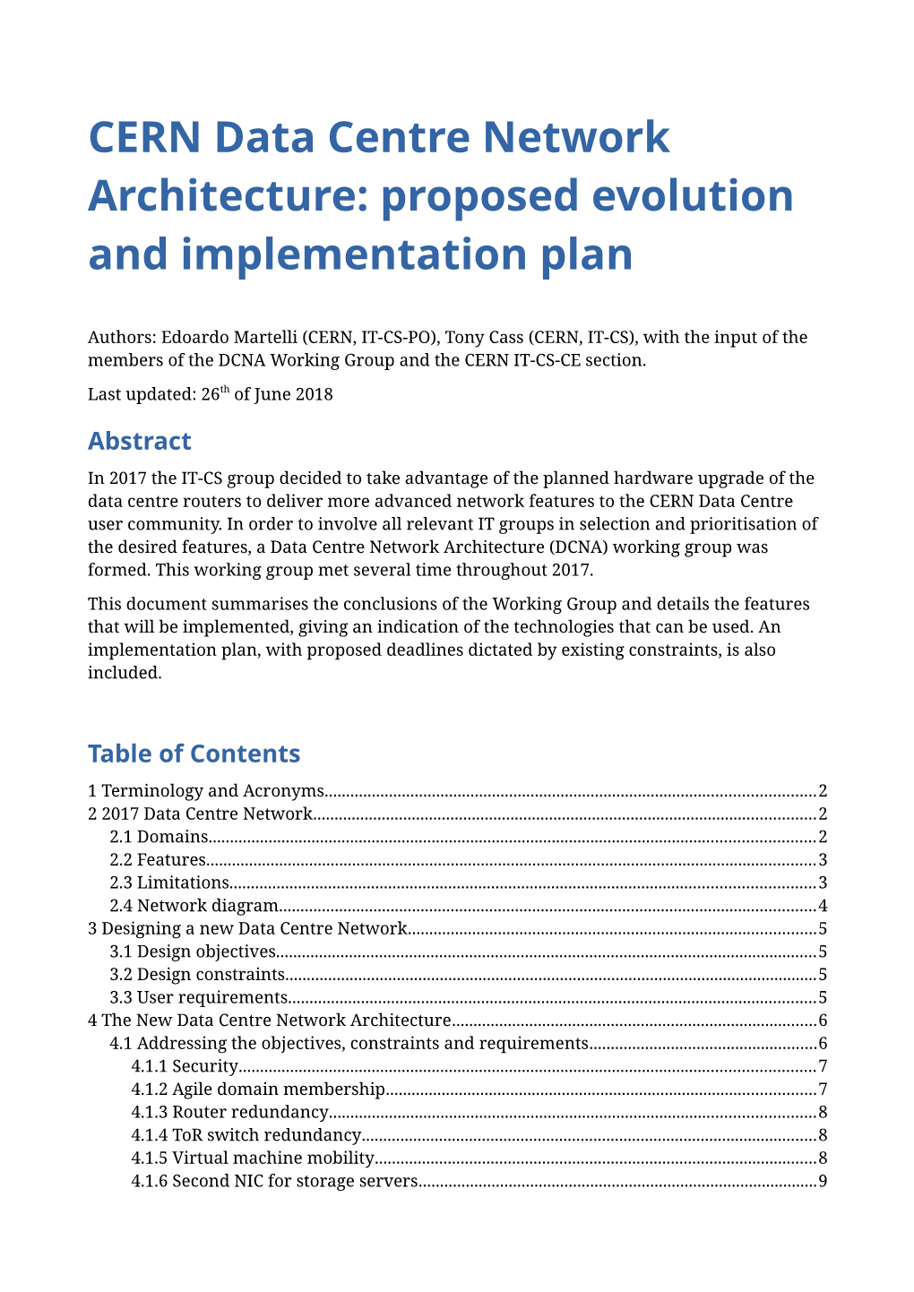 CERN Data Centre Network Architecture: Proposed Evolution and Implementation Plan