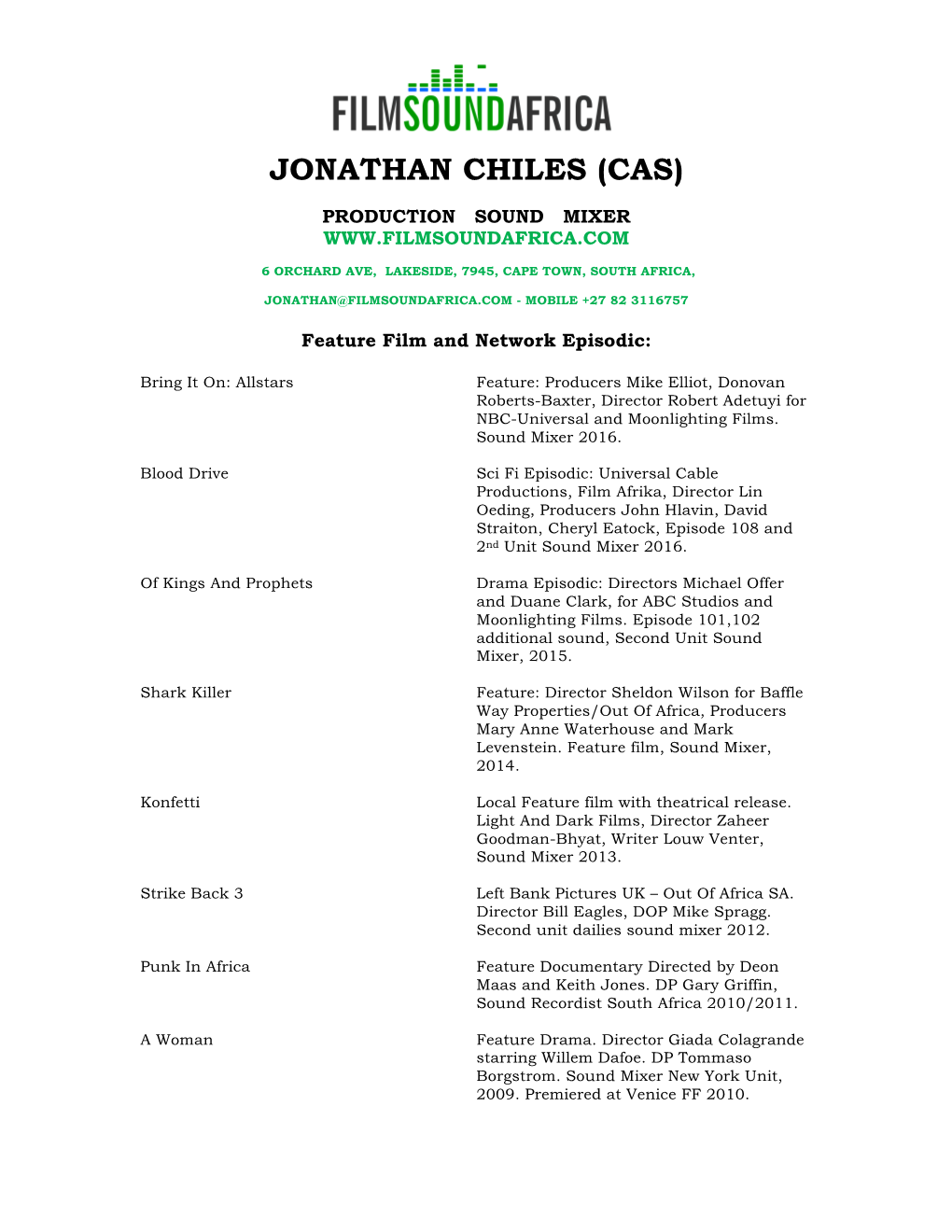 Jonathan Chiles Resume