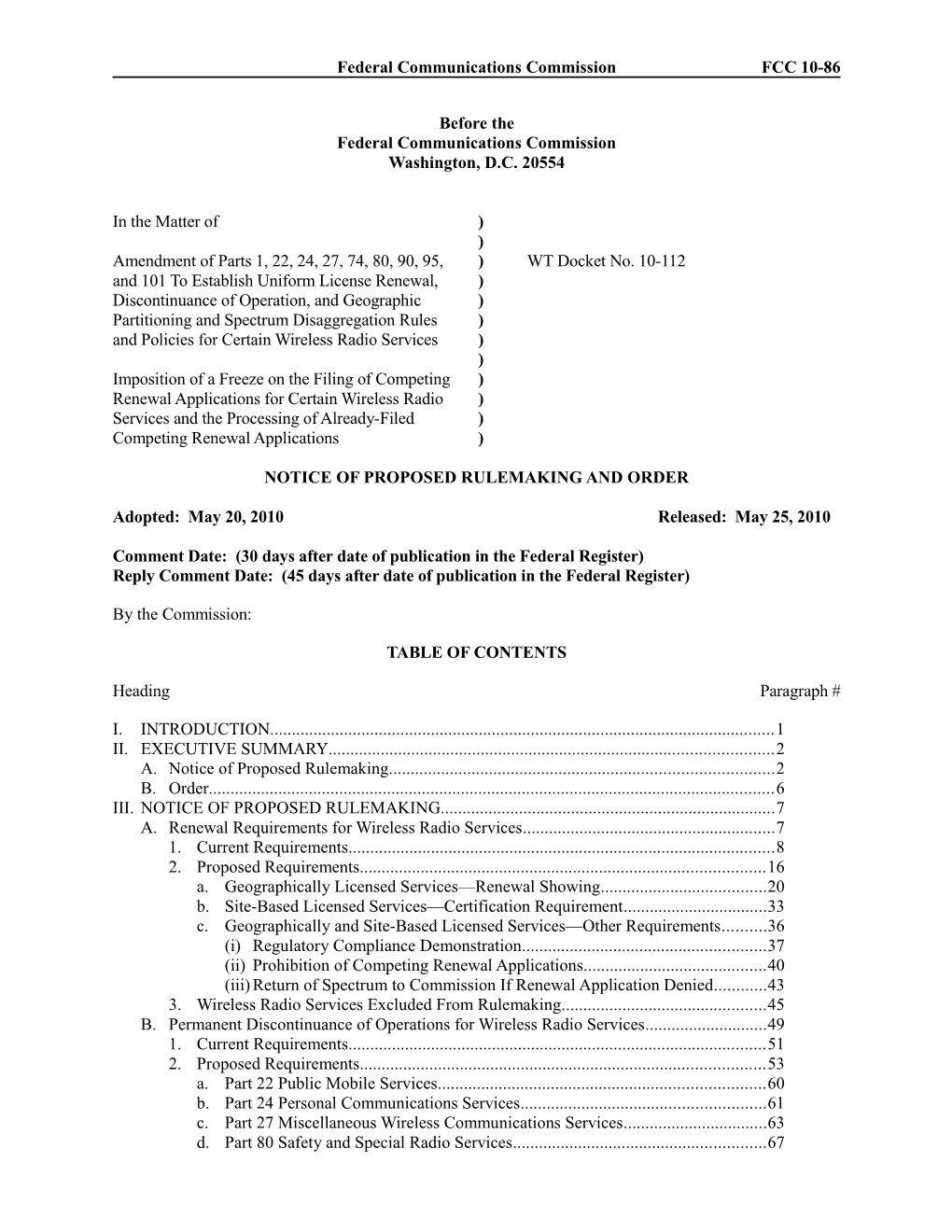 Federal Communications Commission FCC 10-86