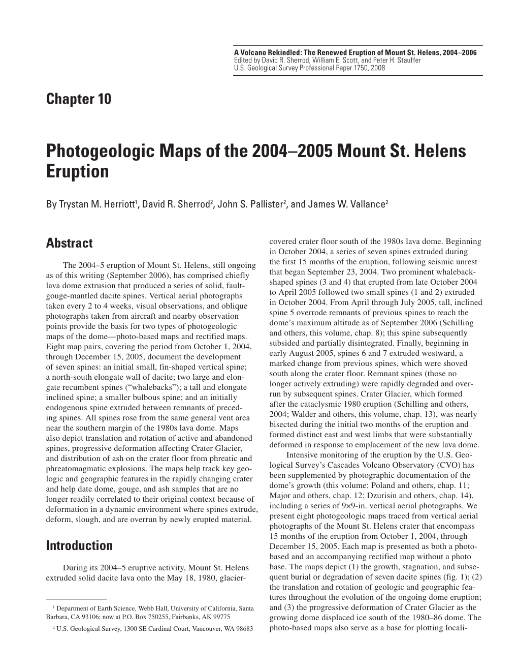 Photogeologic Maps of the 2004-2005 Mount St. Helens Eruption