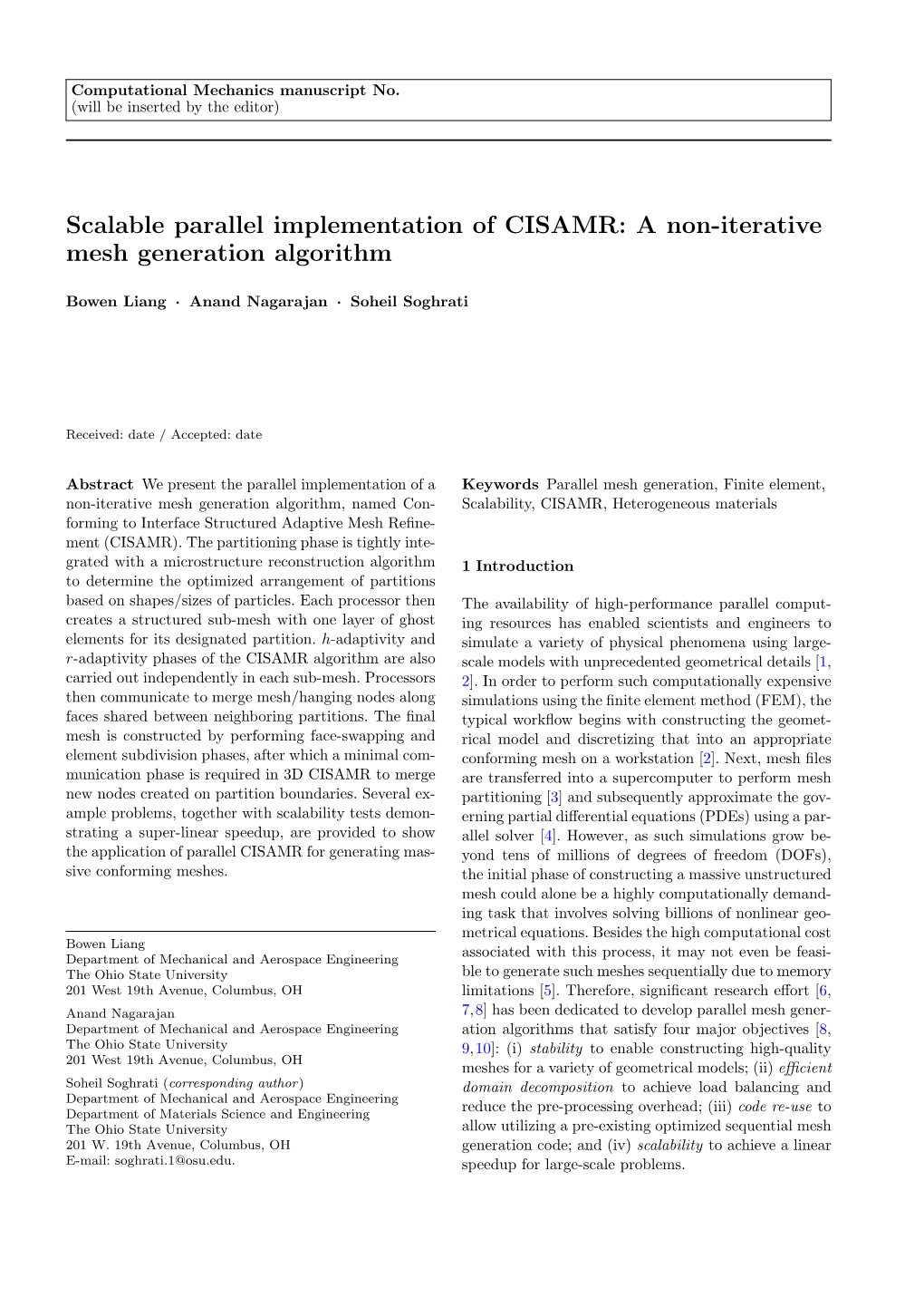 Scalable Parallel Implementation of CISAMR: a Non-Iterative Mesh Generation Algorithm