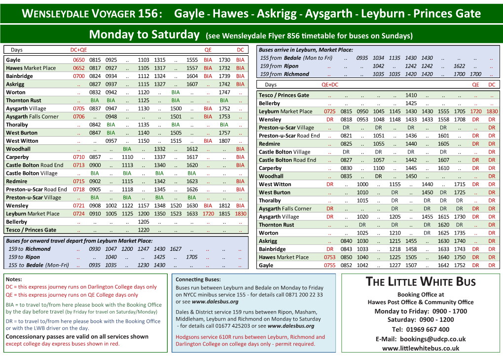 Wensleydale Voyager Bus