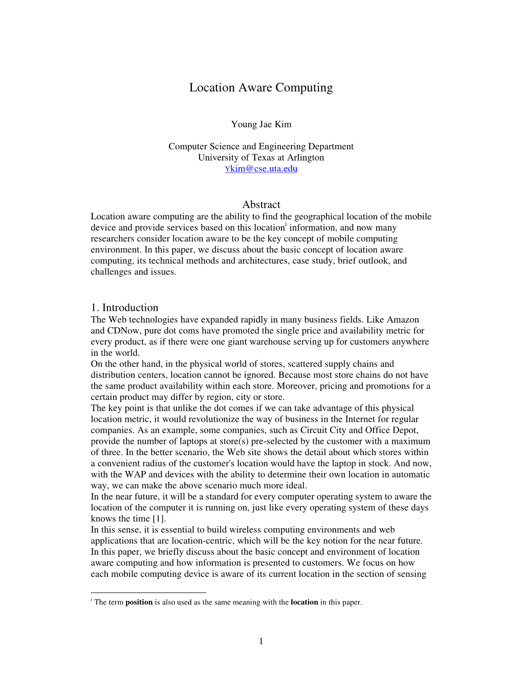 Location Aware Computing