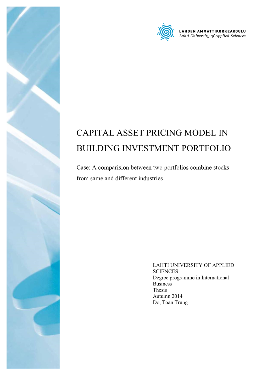 Capital Asset Pricing Model in Building Investment Portfolio