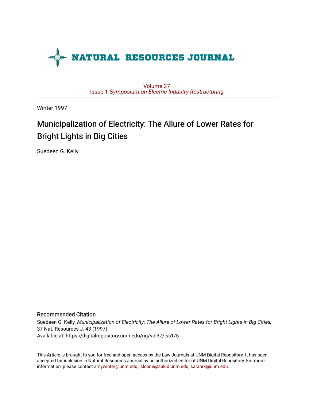 Municipalization of Electricity: the Allure of Lower Rates for Bright Lights in Big Cities