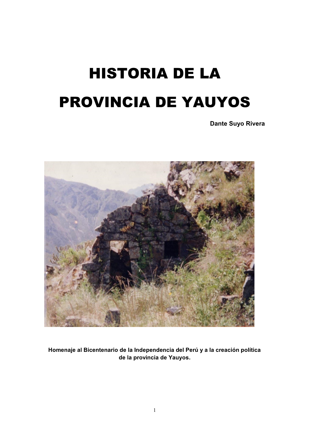 Historia De La Provincia De Yauyos
