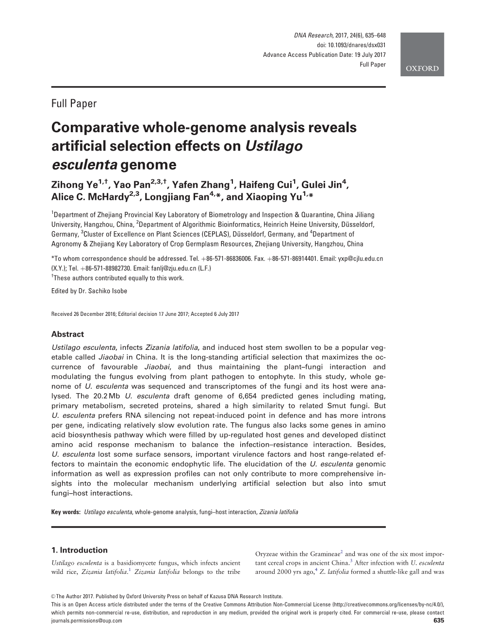 Comparative Whole-Genome Analysis Reveals Artificial Selection Effects On
