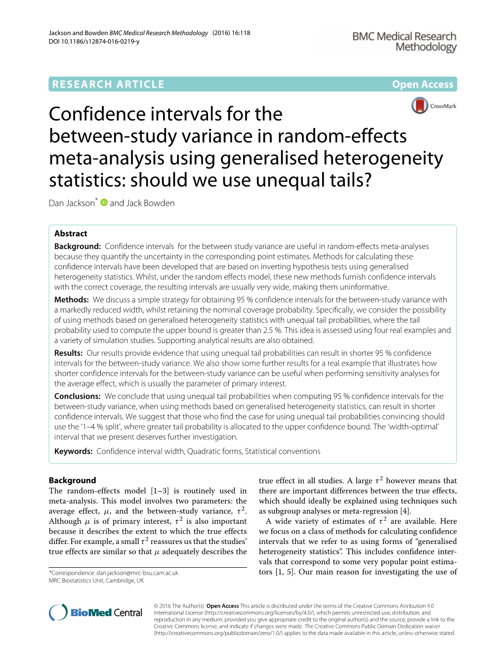 Confidence Intervals for the Between-Study Variance in Random