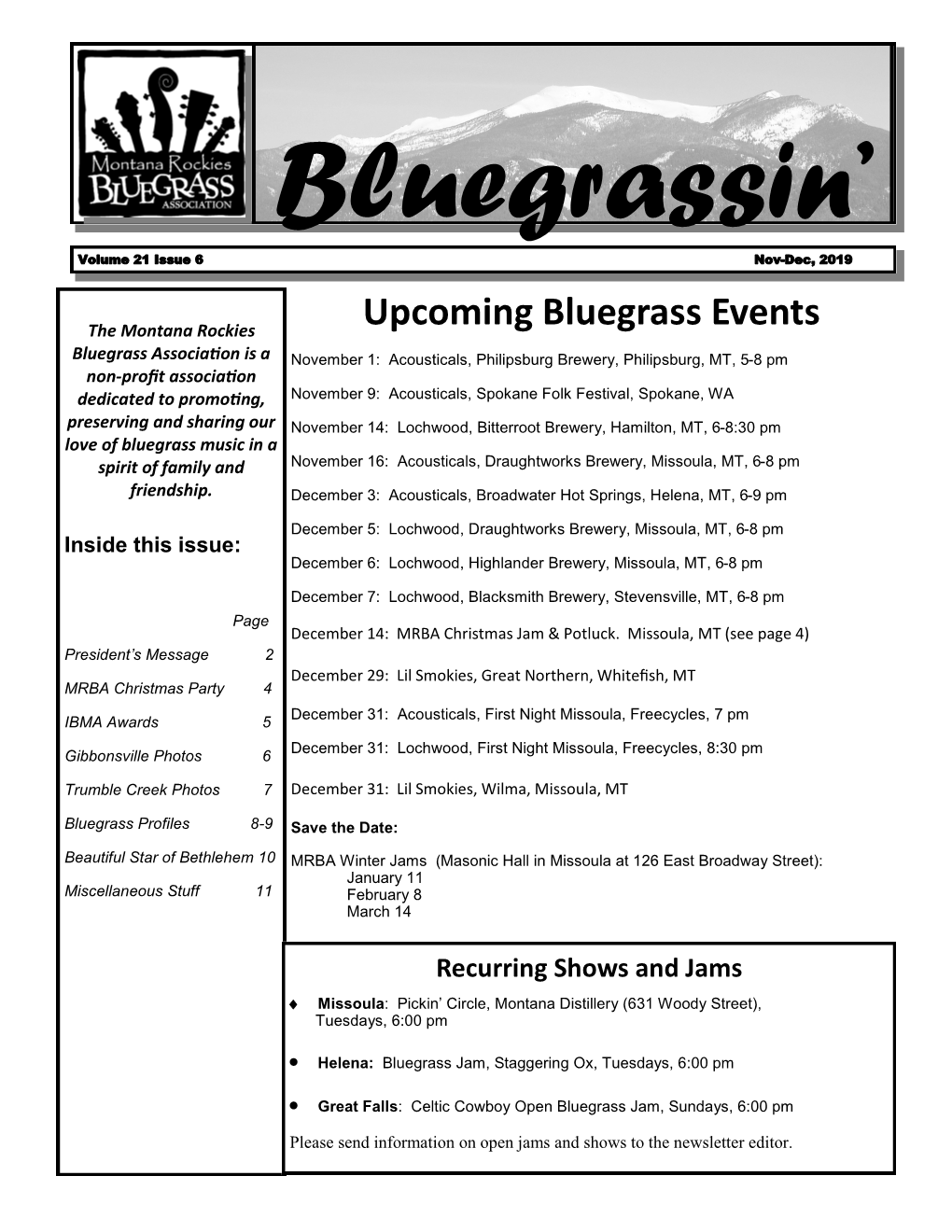 Upcoming Bluegrass Events