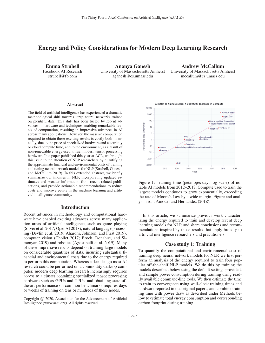 Energy and Policy Considerations for Modern Deep Learning Research