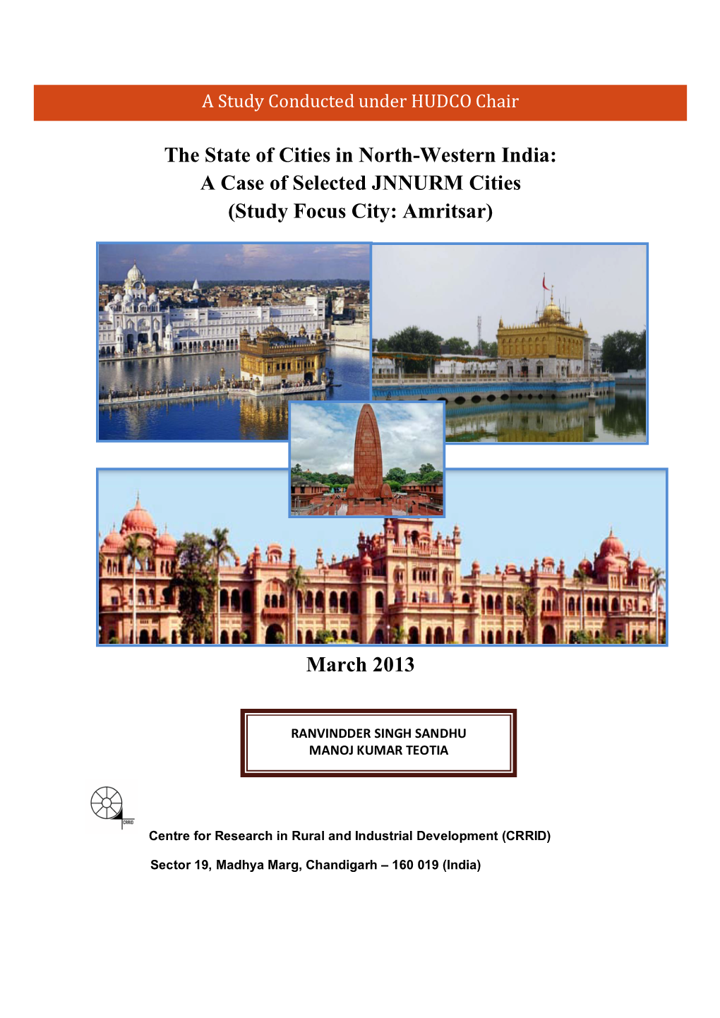 A Case of Selected JNNURM Cities (Study Focus City: Amritsar)