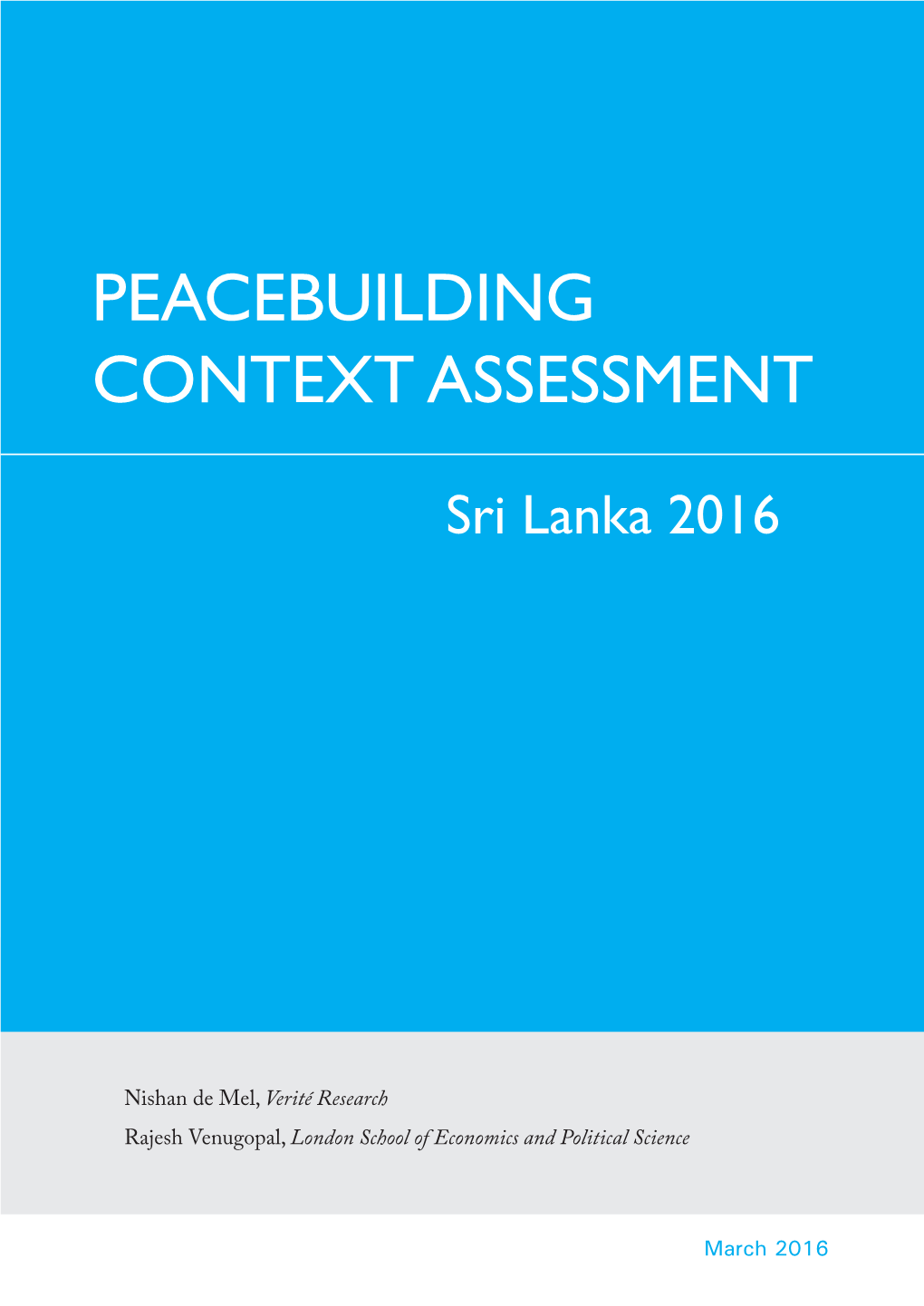 Peacebuilding Context Assessment