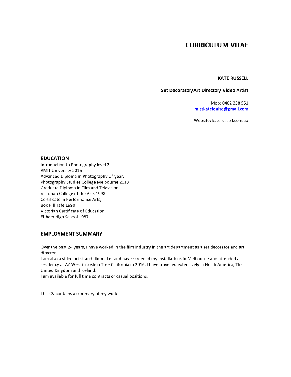 Curriculum Vitae