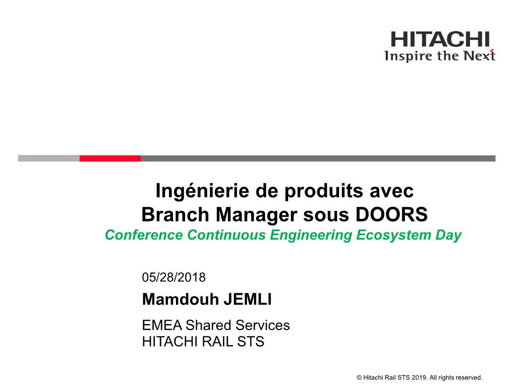 Ingénierie De Produits Avec Branch Manager Sous DOORS Conference Continuous Engineering Ecosystem Day