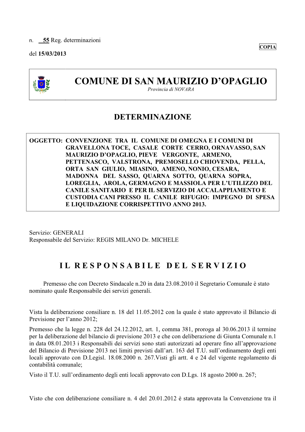 Comune Di San Maurizio D'opaglio