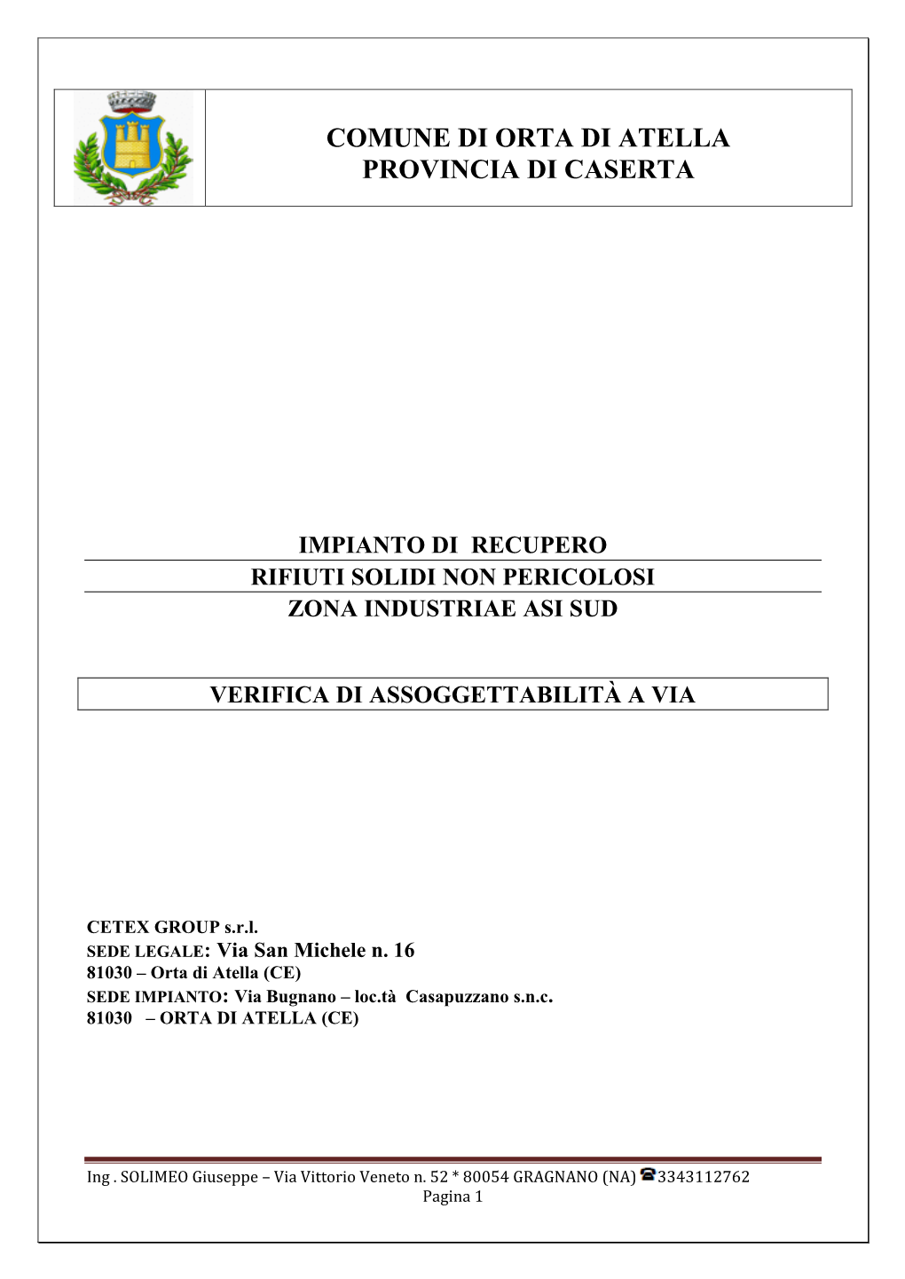 Comune Di Orta Di Atella Provincia Di Caserta