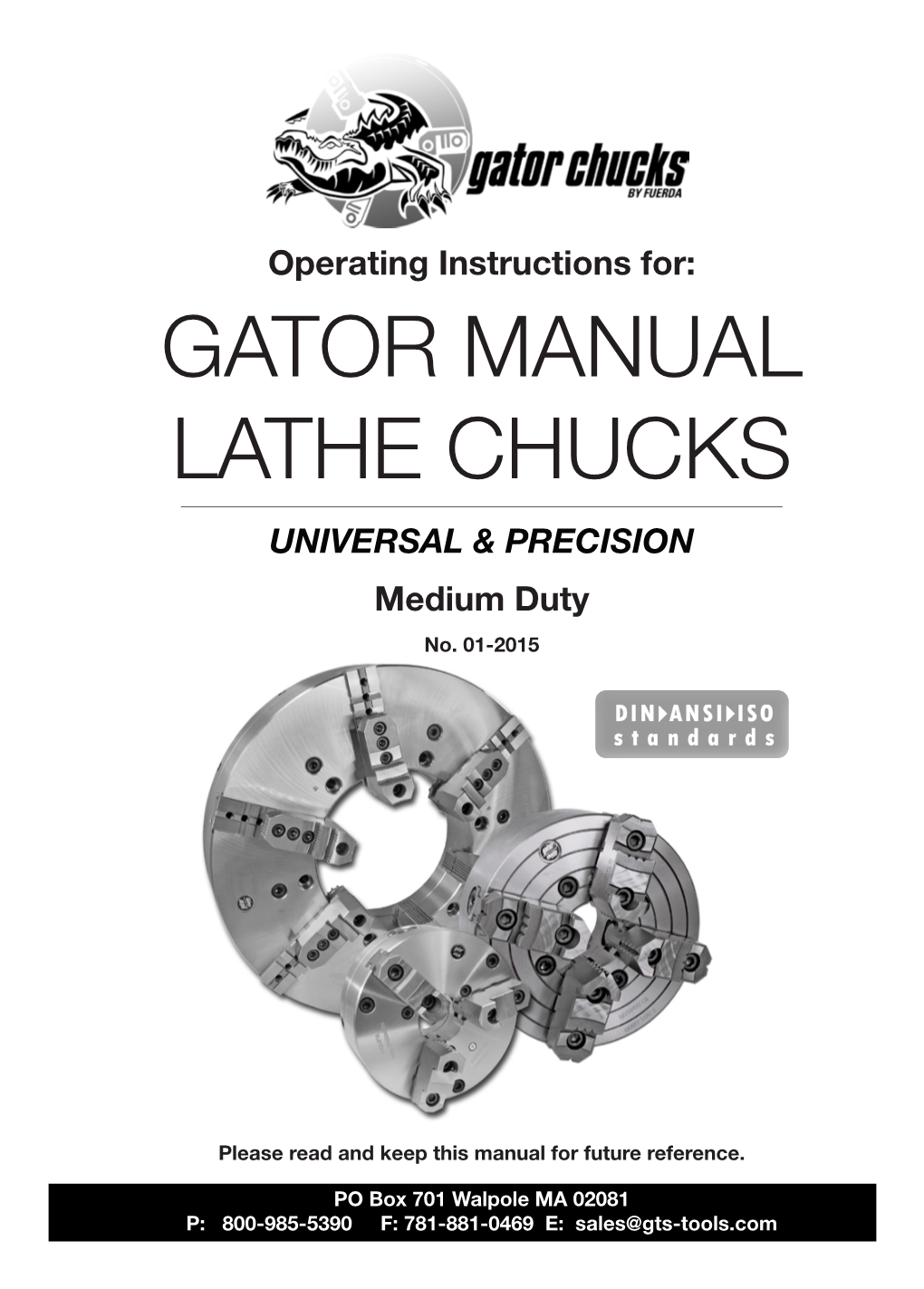 GATOR MANUAL LATHE CHUCKS UNIVERSAL & PRECISION Medium Duty No