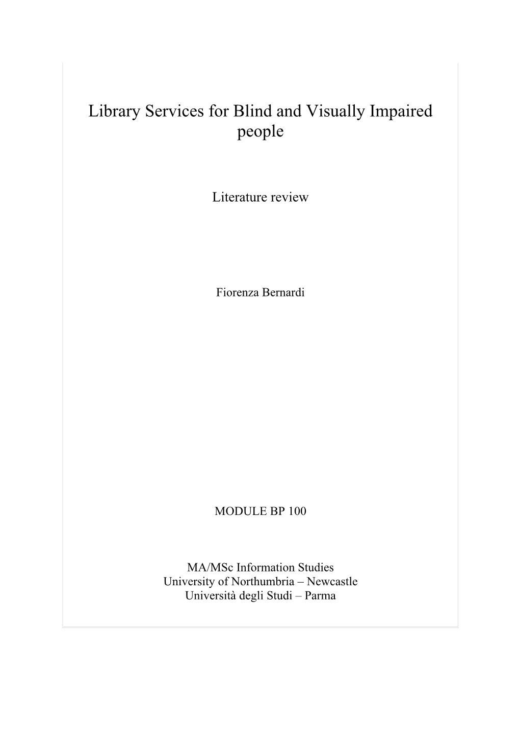 Library Services for Blind and Visually Impaired People