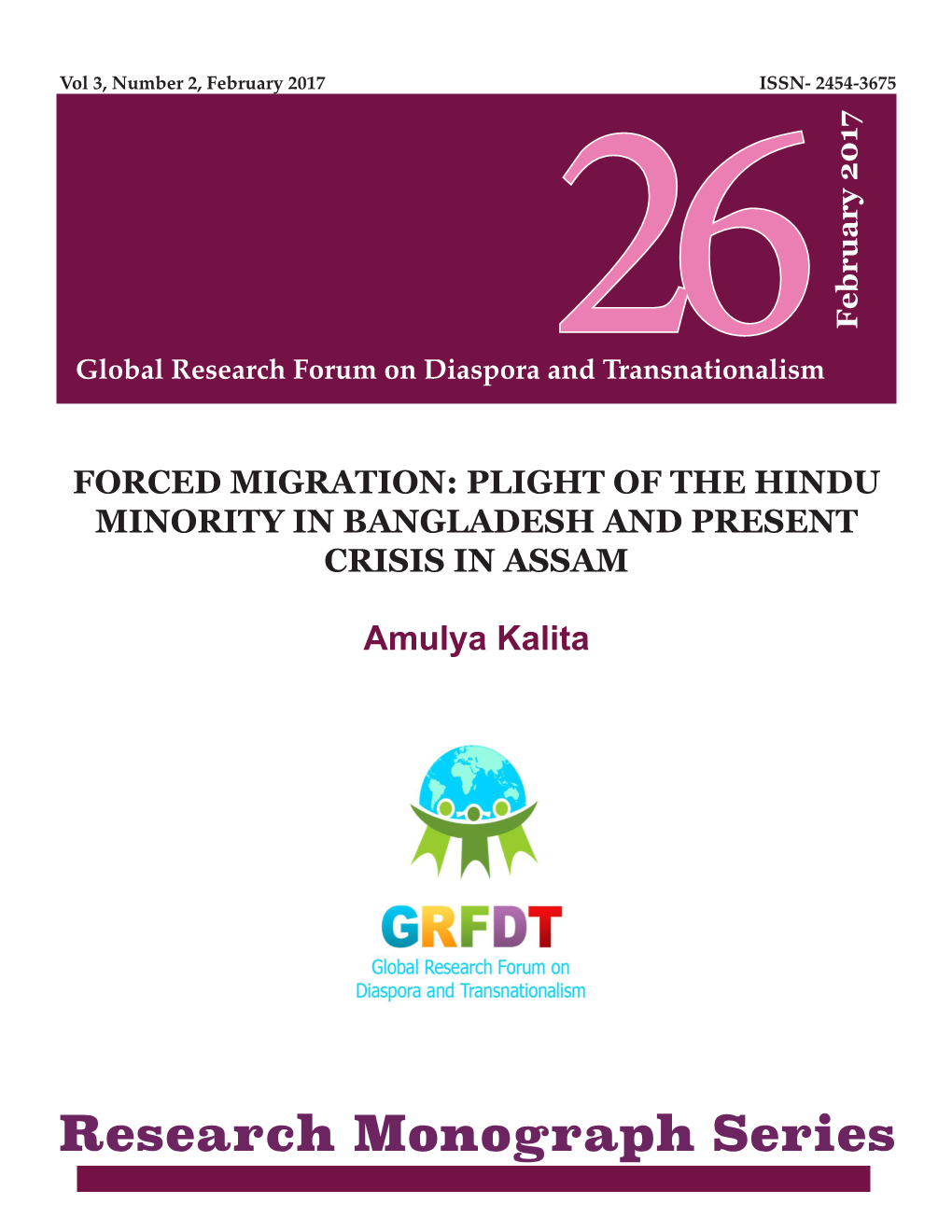 Forced Migration: Plight of the Hindu Minority in Bangladesh and Present Crisis in Assam