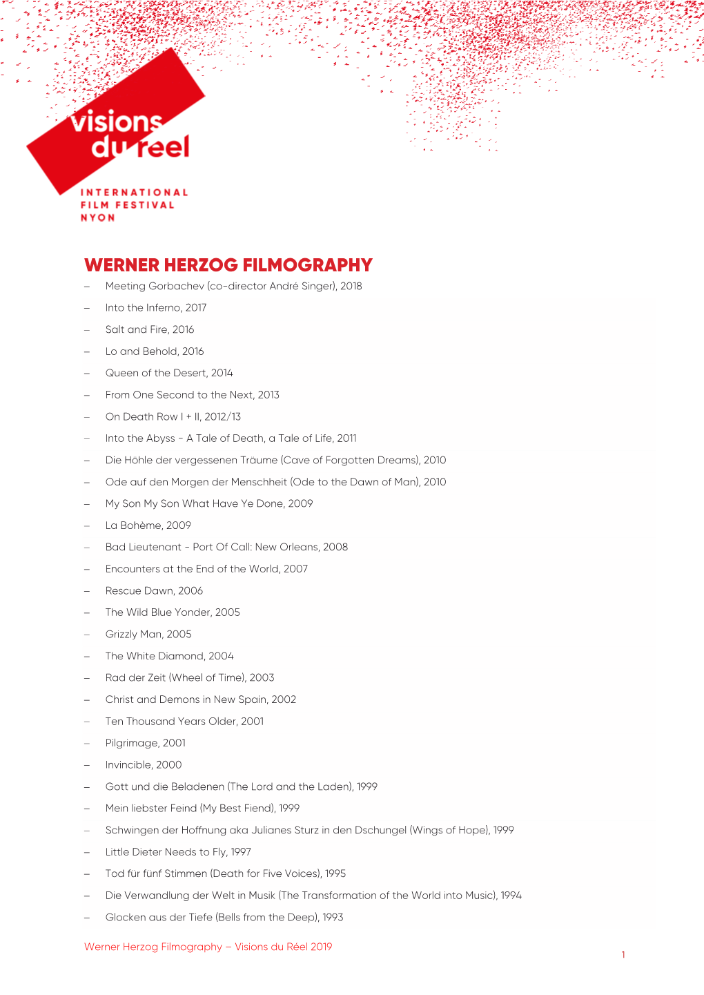 Vdr2019 Filmography Werner Herzog EN