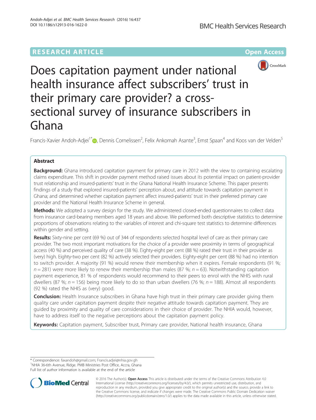 Does Capitation Payment Under National Health